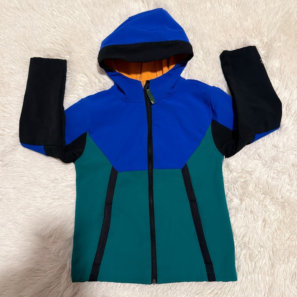 Kids Blue and Teal Colorblock Zip Hoodie